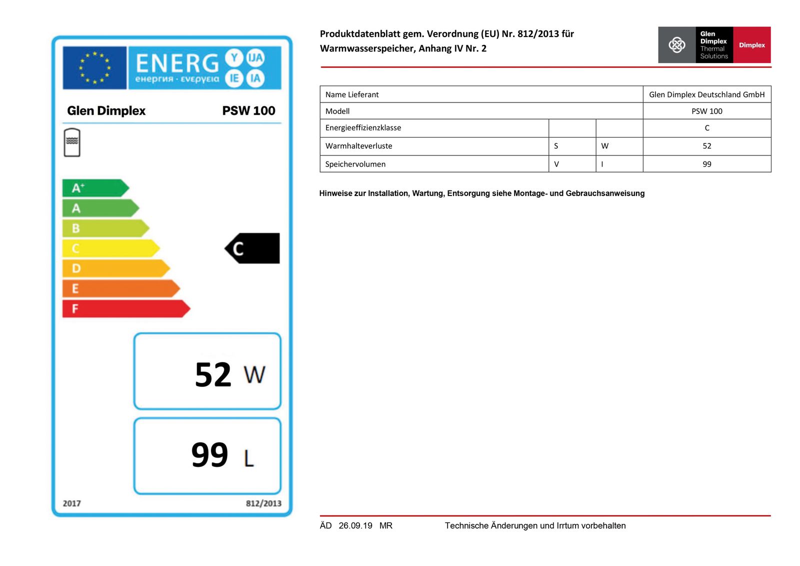 Speicherfass 100l H850mm 3bar Außengewinde/1 Zoll