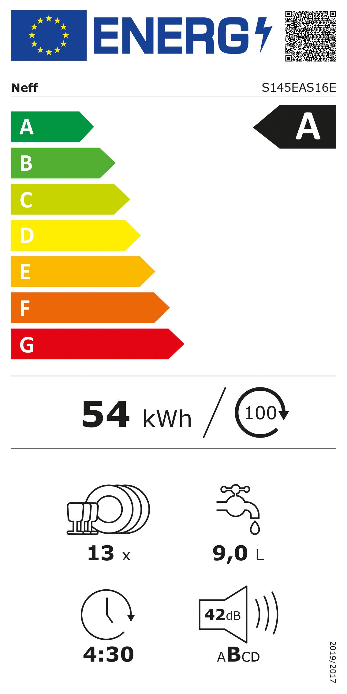 Geschirrspüler A edst integr B598mm 42dB 6prog BestKorb 13Gedecke