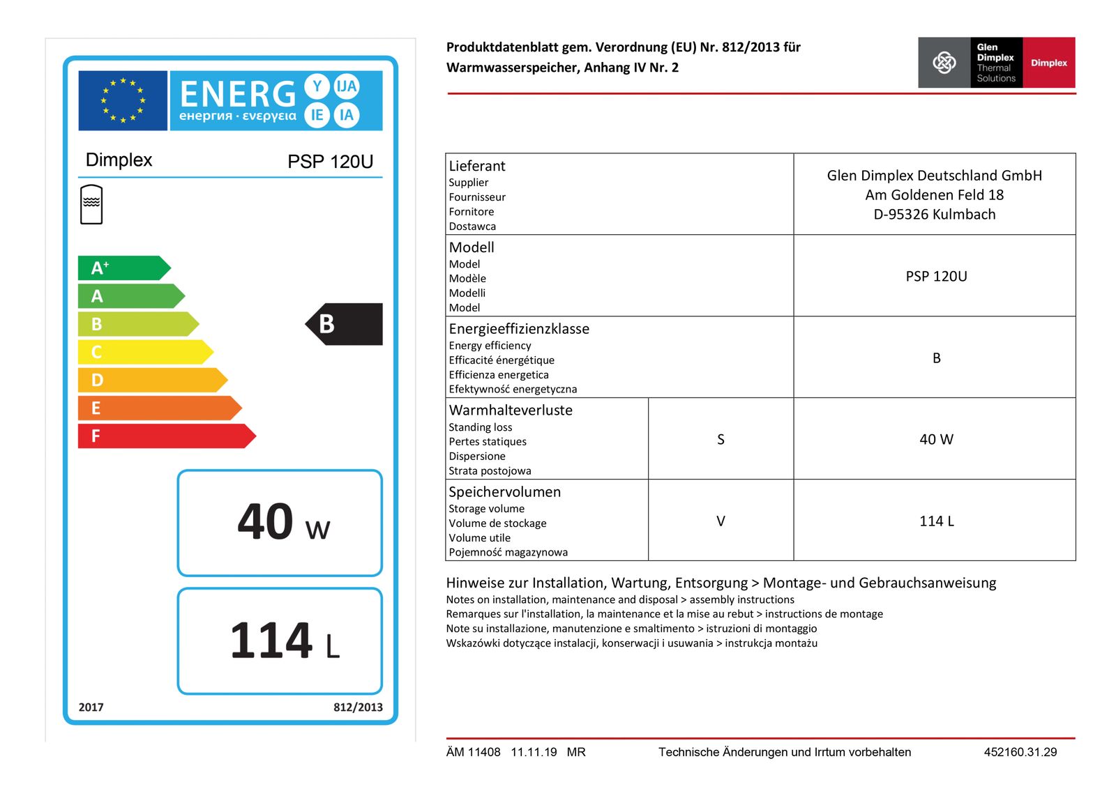 Speicherfass 120l H600mm 3bar Außengewinde/1 1/4 Zoll