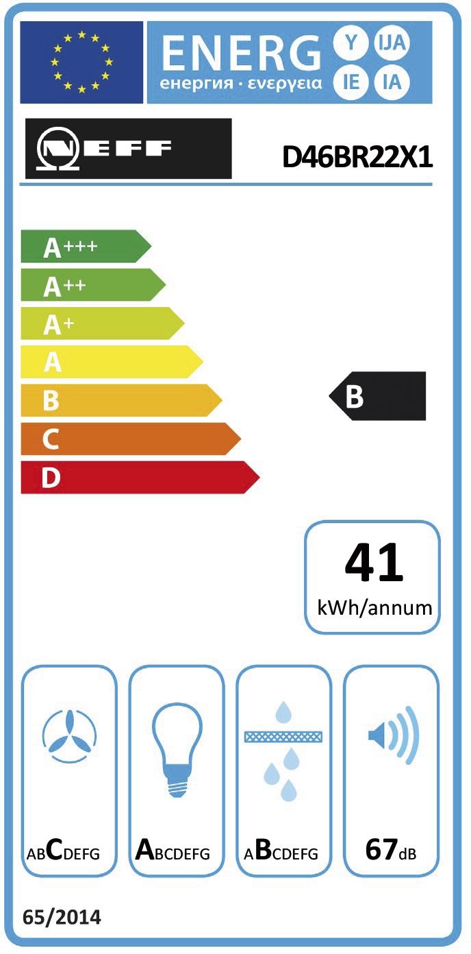 Dunstabzugshaube Flschirm 598mm si B LED 67dB 388cbm/h Ø120-150mm 3st Abl/Uml
