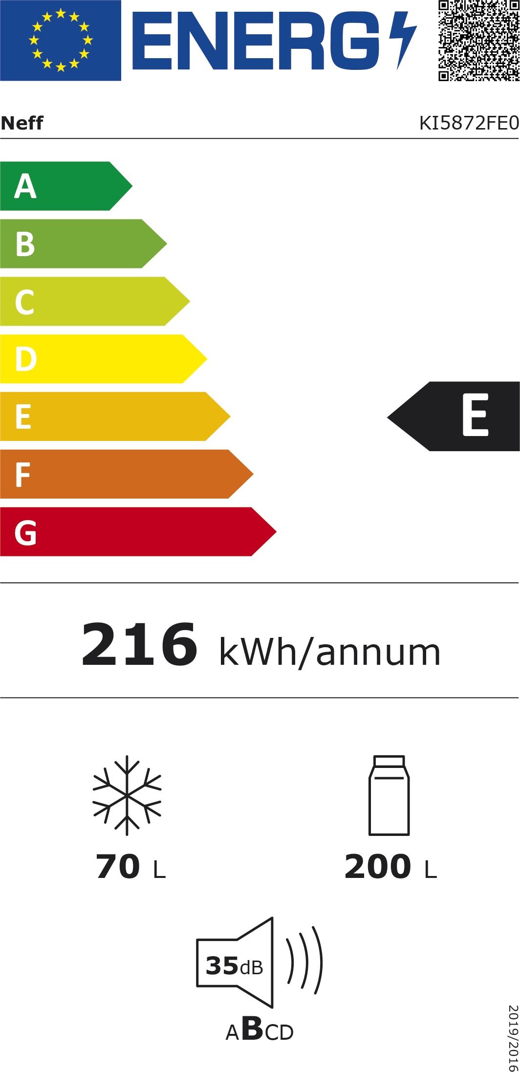 Kühl-/Gefrierkombi EB E ws 200/70l 216kwh 1772x541x545mm 0°-Zone