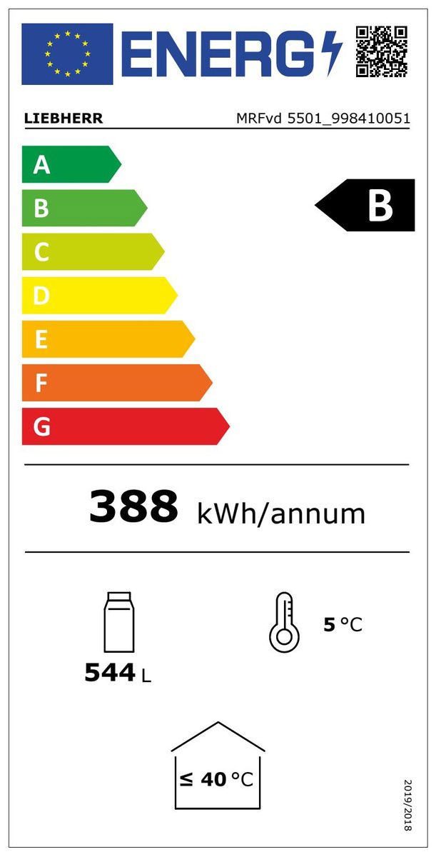 Flaschenkühlschrank GW B 432l gr H1684mm 388,39kwh B747mm