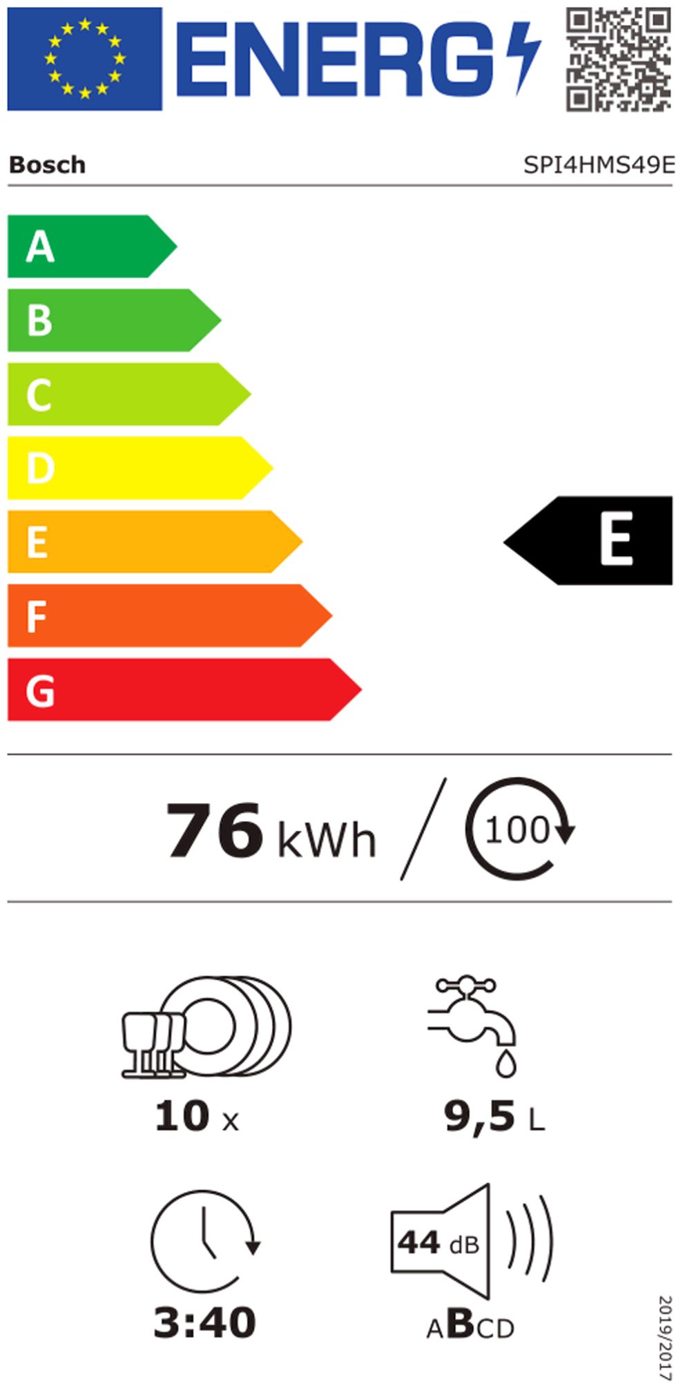 Geschirrspüler E edst integr B448mm 44dB 6prog BestSchub 815mm/o.Pl 10Gedecke