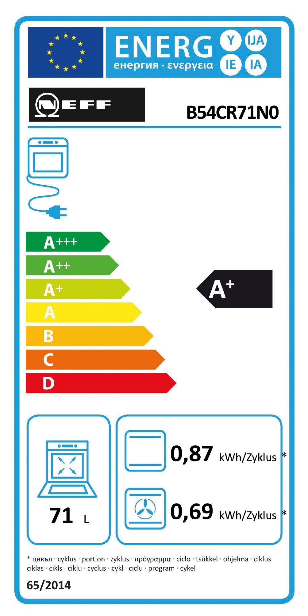 Backofen EB edst A+ versTür Heißluft 71l hydro/pyrolyt