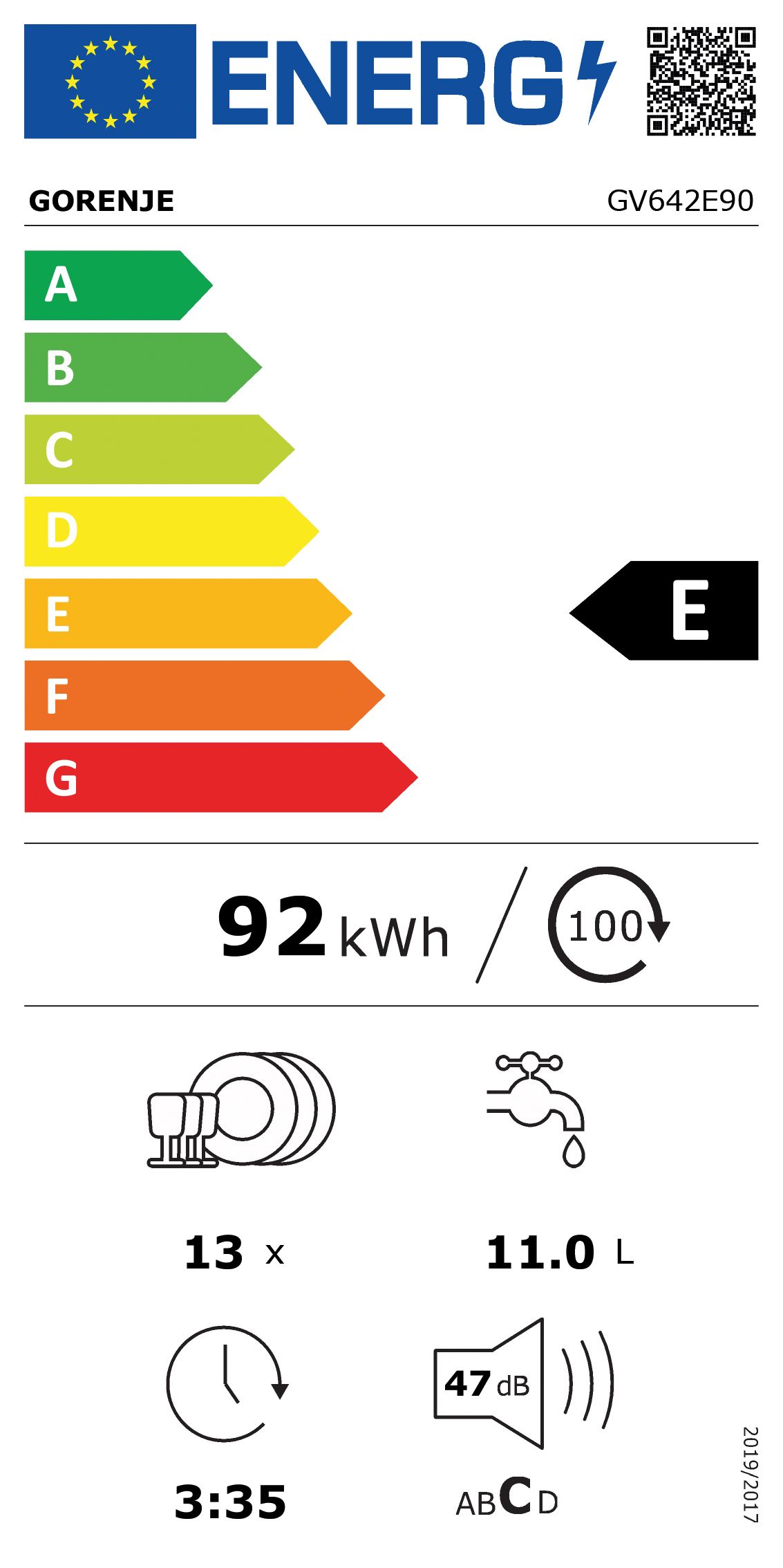 Geschirrspüler E sw vollint B598mm 6prog 47dB BestKorb 816mm/o.Pl 13Gedecke
