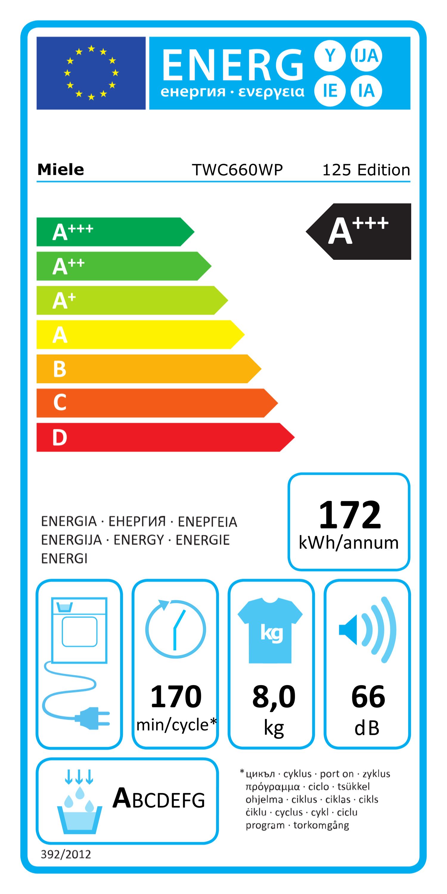 Wärmepumpentrockner A+++ 8kg lows 66dB li stufenl Restzeit m.Innenbel