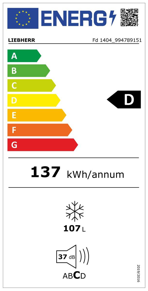 Tischgefrierschrank 107l 137kwh 37dB ws 4Korb D B550xH850xT607mm m.Beleuchtung