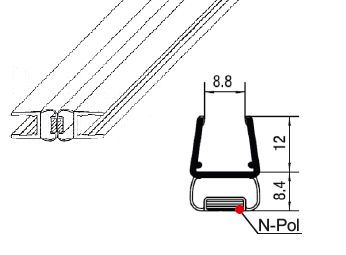 04-5235-Magnetdichtungen, 1 Paar, als 180° Verbindung,10-12mmx2000mm