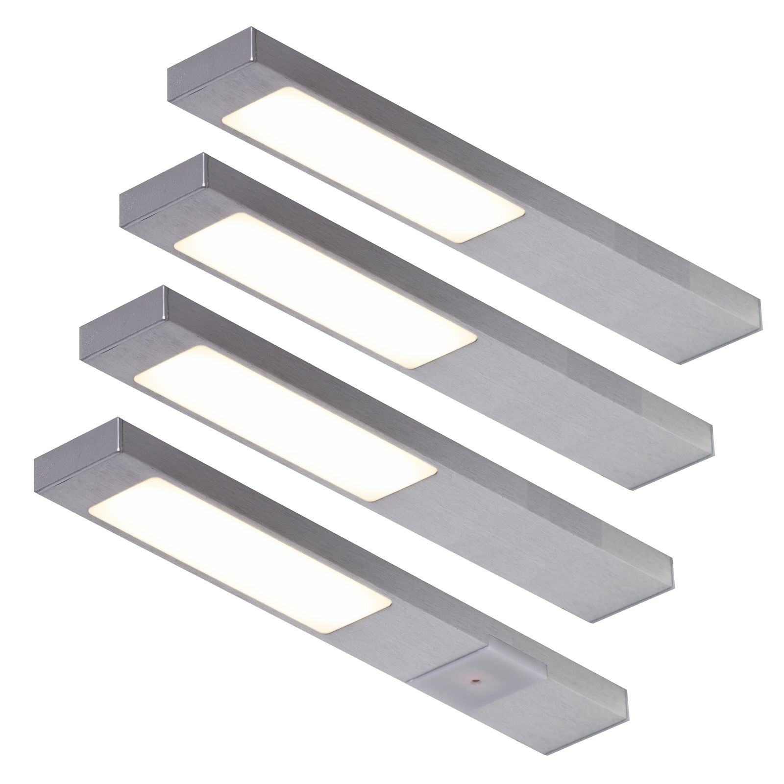 4er-Set LED Leuchte NEOPLAN 4x2,2W, Edelstahl-Optik, 3000K warmweiß