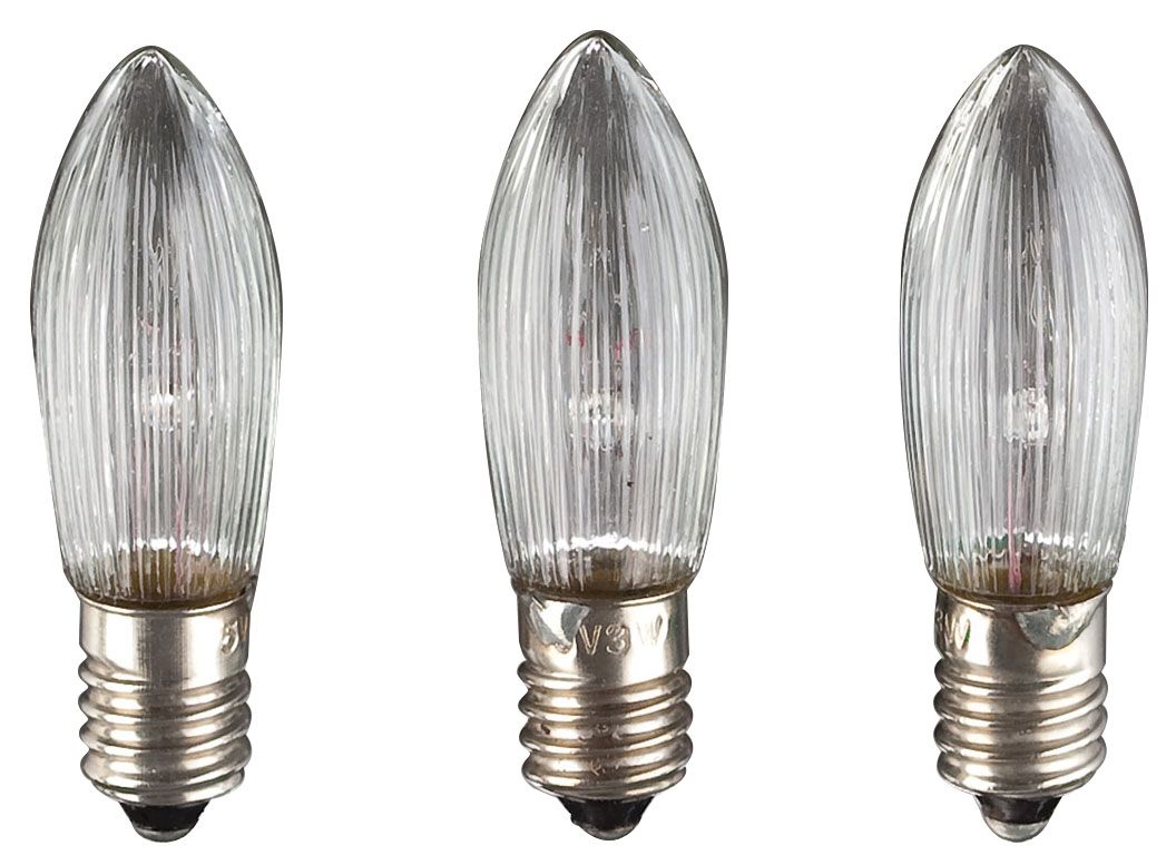 Kerzenlampe 3W kl E10 23V Riffel