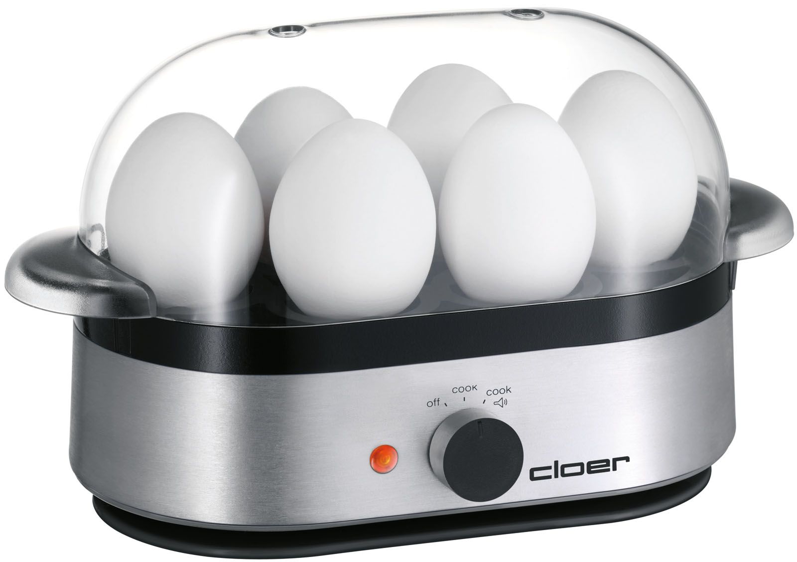 Eierkocher 6Eier alu m.Ein/Aus Mit 400W Signalton Mit Signalton