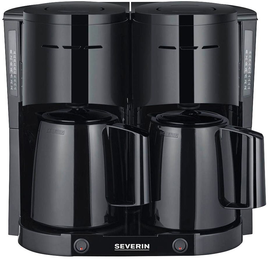 Doppel-Kaffeemaschine 2x8 Tassen 2 Thermokannen, Auto-off, schwarz