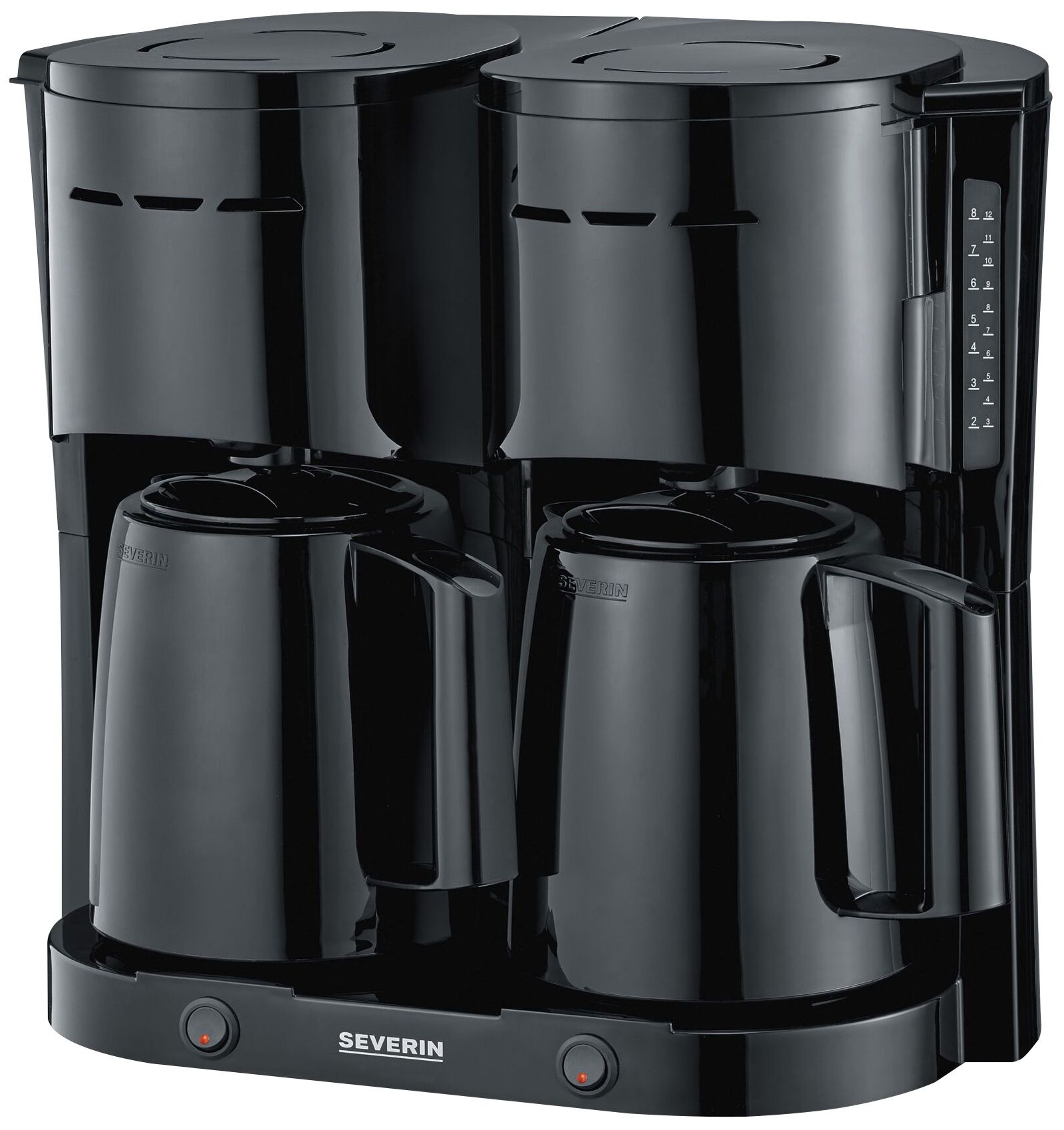 Doppel-Kaffeemaschine 2x8 Tassen schwarz 2 Thermokannen, 2x1000W, Auto-off