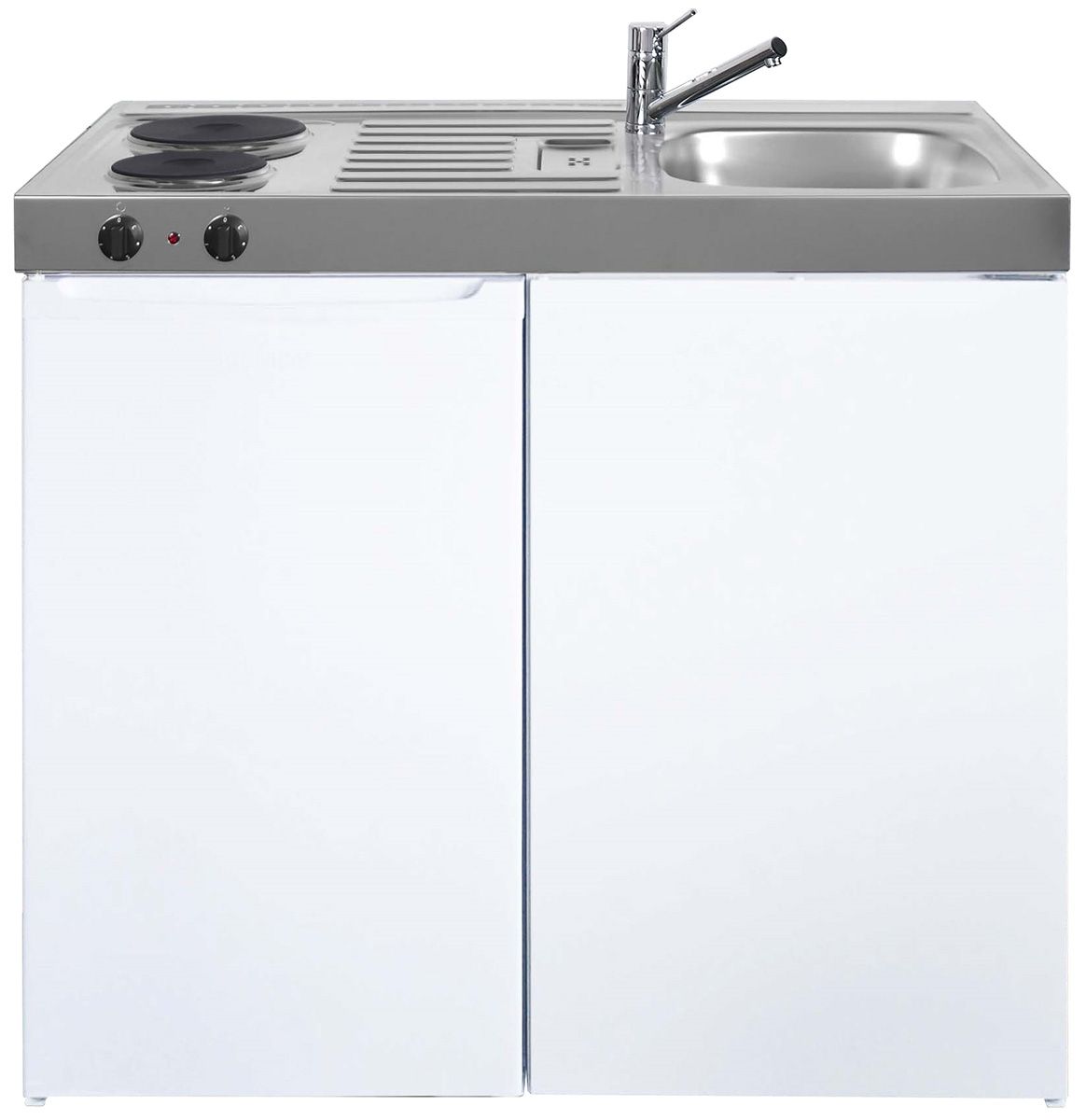 Miniküche Easyline 100cm weiß EEK: E Elektrokochfeld, Spüle rechts, KS **