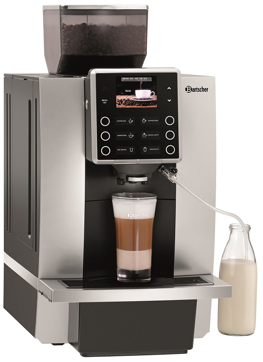 Kaffeevollautomat schwarz/silber Festwasseranschluss, Milchaufschäumer