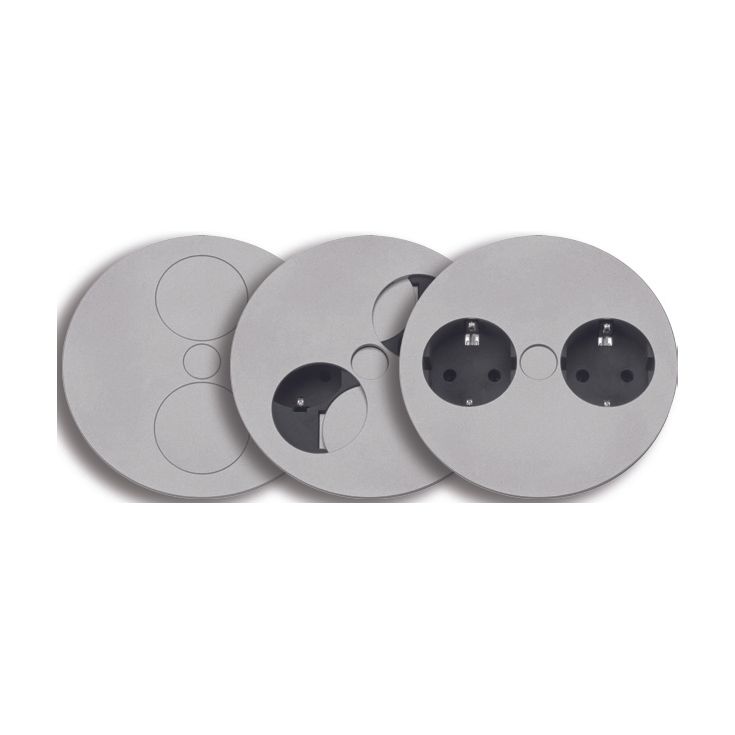 Steckdosenelement TWIST 2S 2-fach Steckdose, Edelstahl-Optik, 2m