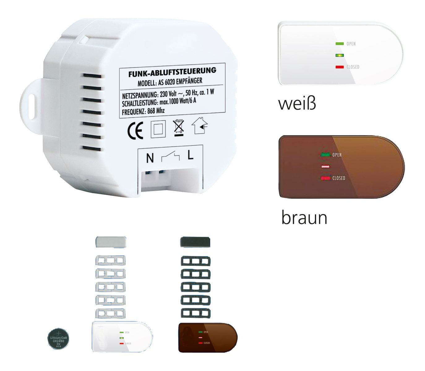 Funk-Abluftsteuerung Einbau ws 1000W (4,3A) max.Schaltleistung