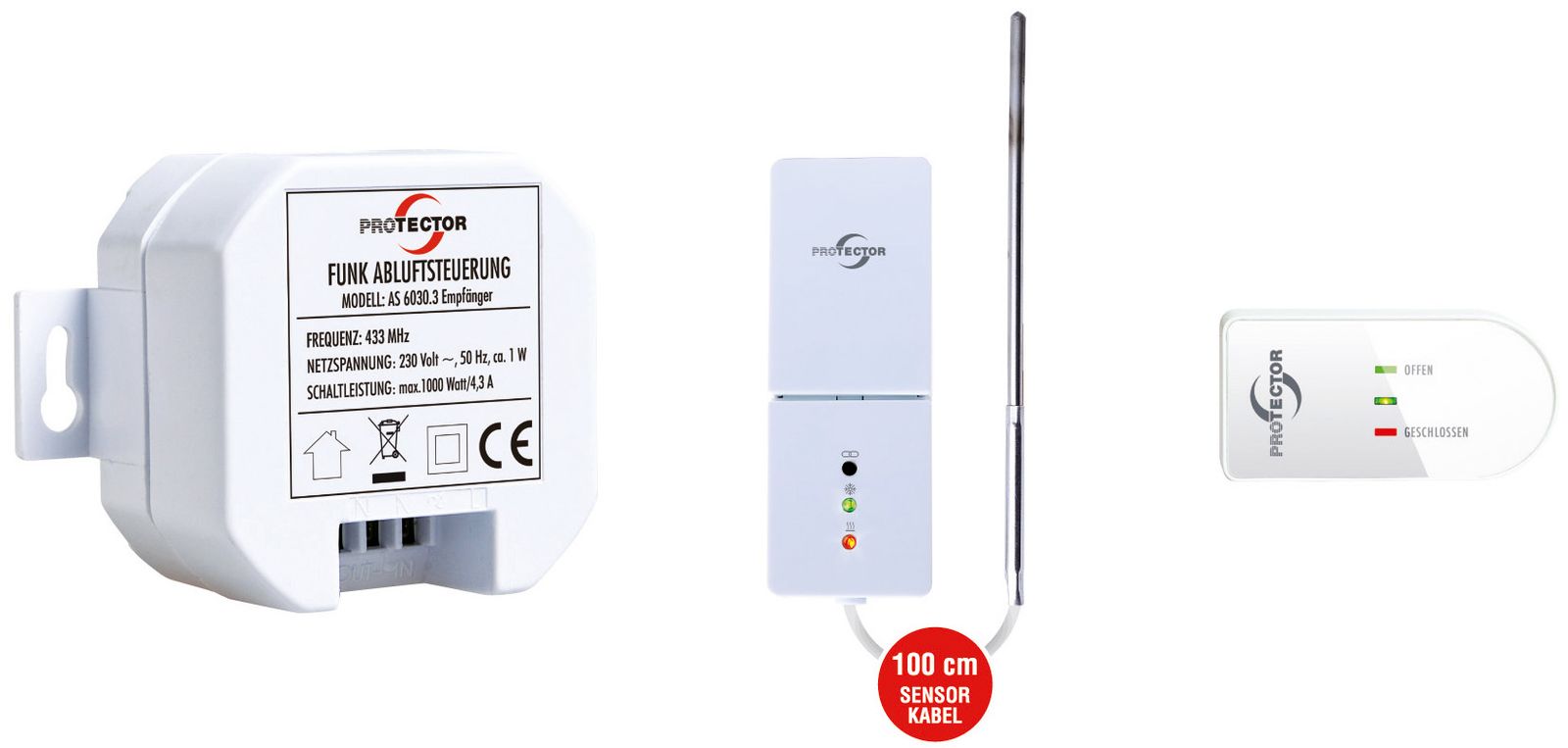Fensterkontaktschalter Einbau Funk-Abluftsteuerung, Thermo-Sensor