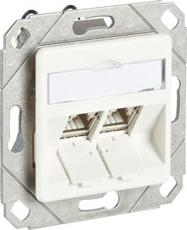 Anschlussdose Cat6A rws 2xRJ45 Kanaleinb Bodentank/Unterflur RAL9010 schräg LSA