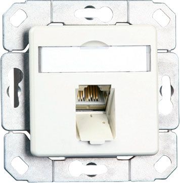 Anschlussdose Cat6A net-works 1xRJ45 LSA Kanaleinb Bodentank/Unterflur rws schräg
