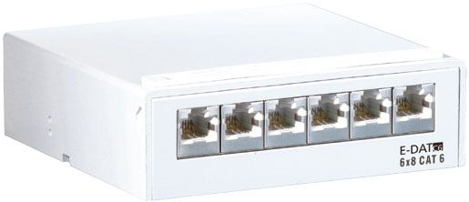 Patchpanel 6Ports net-works Cat6A Schirm Wandmont RAL9010 118x40x121mm