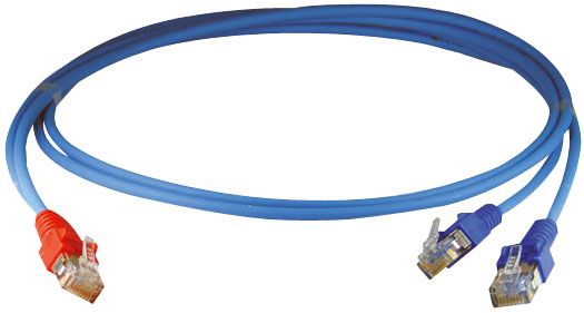 Y-Kabel Cat5E 0,5m bl S/FTP RJ45 RJ45 cross AWG20