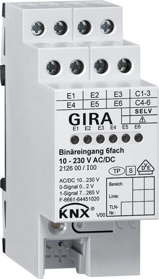 Binäreingang KNX REG 2TE LED 6f m.LED-Anz