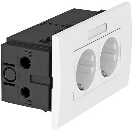 Steckdose 2f ws mt GEB-K IP20 BSF Textfeld/Beschriftungsfläche