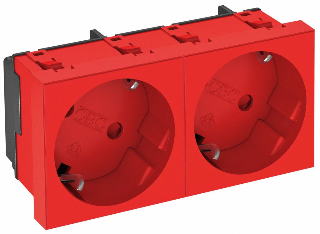 Steckdose 2f rt mt GEB-K m.BS IP20 ZP m.erh.Berührungsschutz horiz/vert