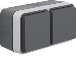 Steckdose 2f lgr mt W.1 AP Klappd IP55 horiz