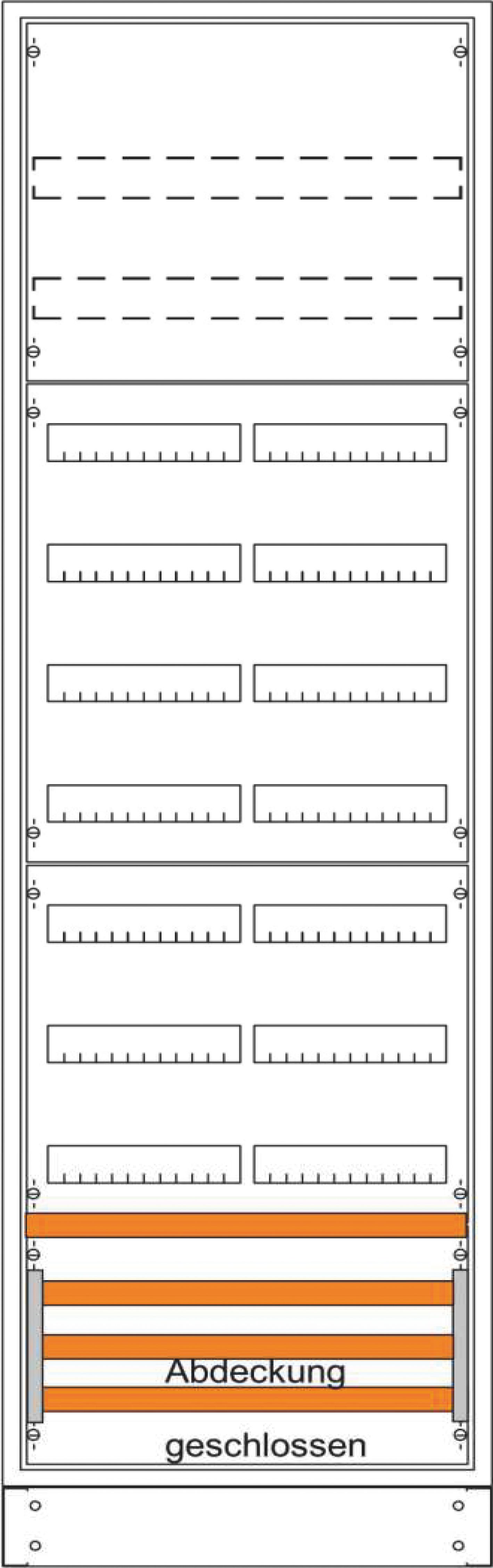 TwinLine-Schrank, 1950x550x225mm 250A, inkl. SS-System, vormontiert