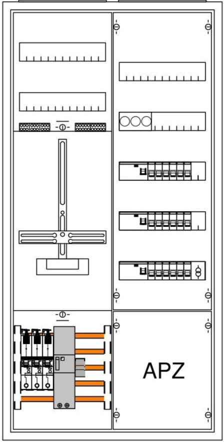 EFH-Komplettschrank Hager SH35A 1xZählerkreuz FI/LS Hager 1xAbg.UV/PV