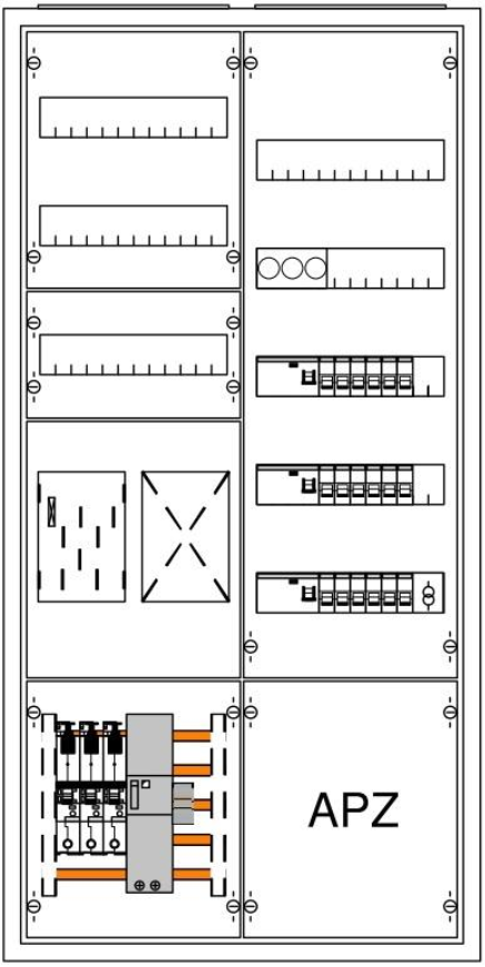 EFH-Komplettschrank ABB SH35A 1xeHZ FI/LS ABB 1xAbg.UV/PV
