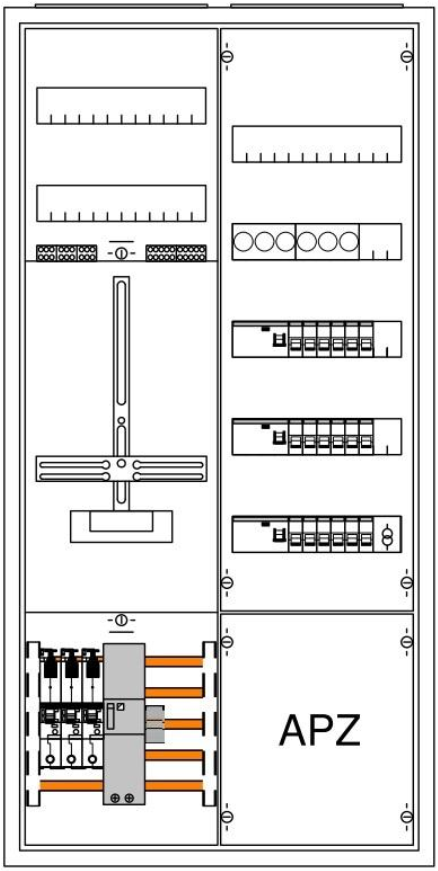 EFH-Komplettschrank ABB SH50A Zählerkreuz FI/LS Doepke 2xAbg.UV/PV/WB