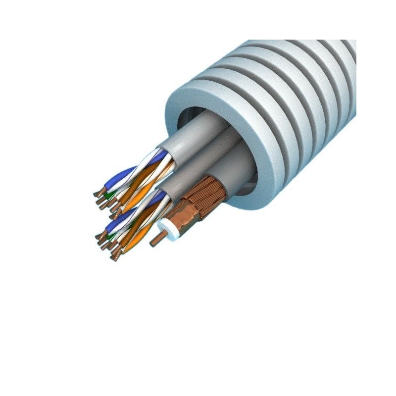 Datenleitung/Koaxkabel in Rohr 25mm S/FTP CAT7 Dual(2x) + KOAX RG6 AKZ 3-S
