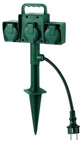 Gartensteckdose 3f sw 2m 35° IP44 1,5qmm Mit Erdspieß