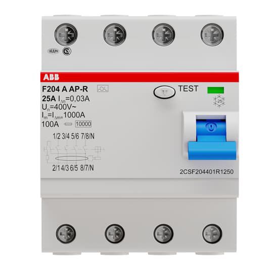 FI-Schutzschalter A 4p 400V 25A 0,03A 4TE REG 10kA 0,25kA/stoß
