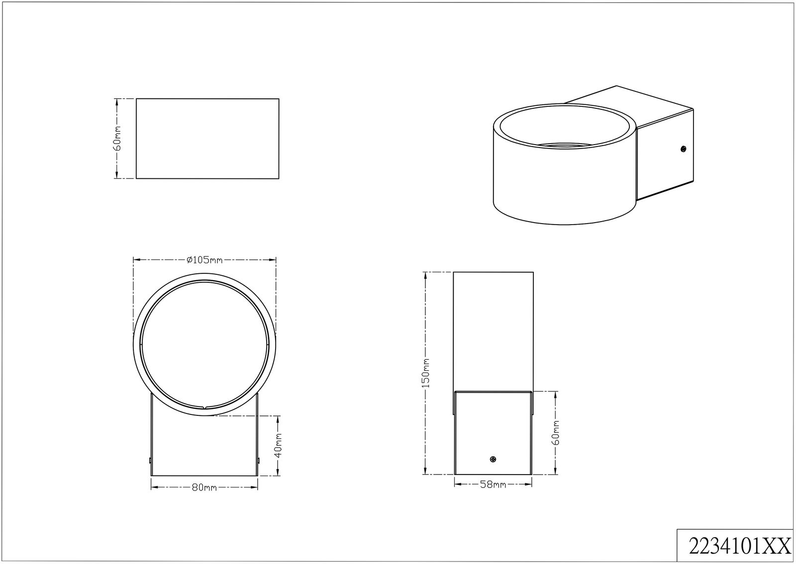 LED-Up/Down Leuchte LACAPO 4,3W 3000K sw 430lm Konv IP20 150x105x60mm