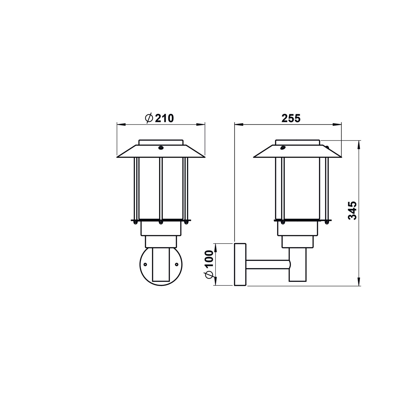 Wandanbauleuchte 75W HV edst IP44 E27 Ø210x345mm