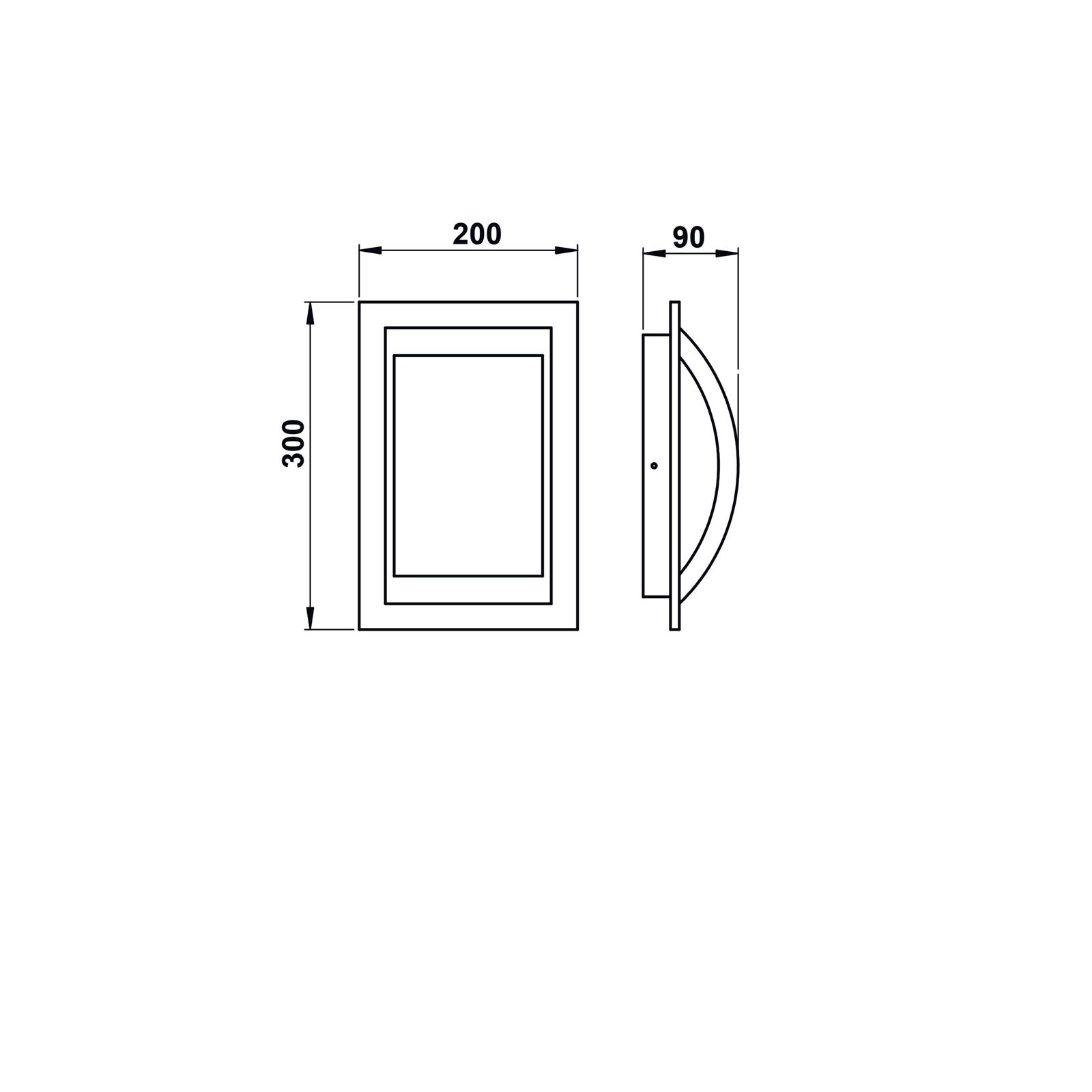 Glasleuchte 75W HV ws IP44 E27 300x200x90mm