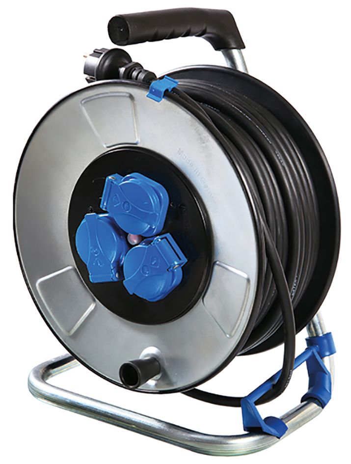 Kabeltrommel ST 40m H07RN-F 3x1,5mm IP44 3xSteckdosen m.Tragerahmen