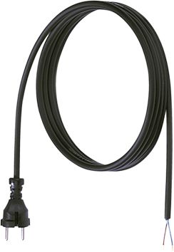 Netzanschlussleitung 3m 2x1qmm 10A sw IP20 Aderendh Konturenstecker 0-70°C
