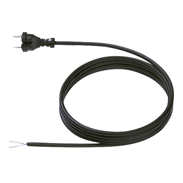 Netzanschlussleitung 5m 2x1,5qmm 10A sw IP20 Aderendh Konturenstecker 0-70°C