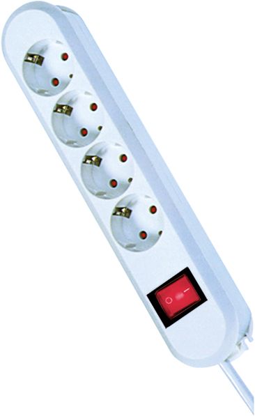 Steckdosenleiste 4f sw m.Ein/Aus 1,5m 35° IP20 1,5qmm