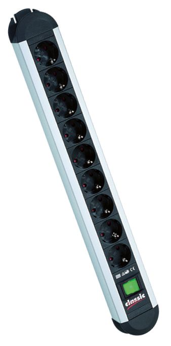 Steckdosenleiste 9f sw PRIMO m.Ein/Aus 2m 35° IP20 1,5qmm