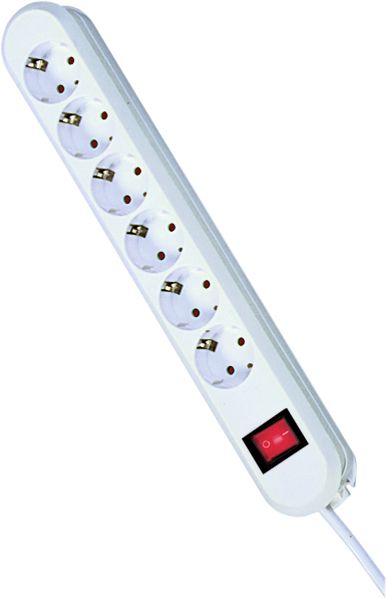 Steckdosenleiste 6f ws m.Ein/Aus 1,5m 35° IP20 1,5qmm