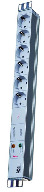 Steckdosenleiste 19 ÜSS 1HE 6Steckd 230V LED Rack-Stromverteilung m.LED-Anz