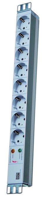 Steckdosenleiste 19 1HE 7Steckd 230V LED Rack-Stromverteilung m.LED-Anz Schaltbar