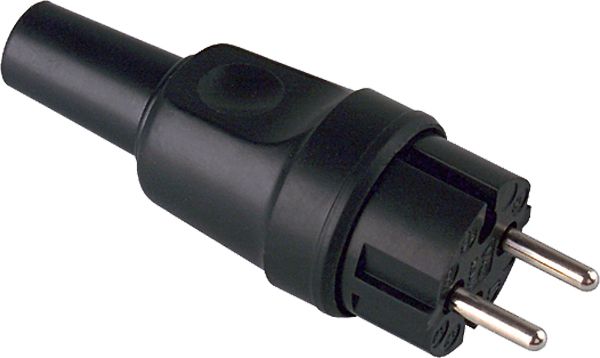Anbaugerätestecker Gummi IP20 ger sw Schraubkl Anb.Steck