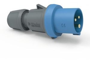 CEE-Stecker 3p 16A IP54 230V/bl 6h Kst schraubl.Kl Verschraubung